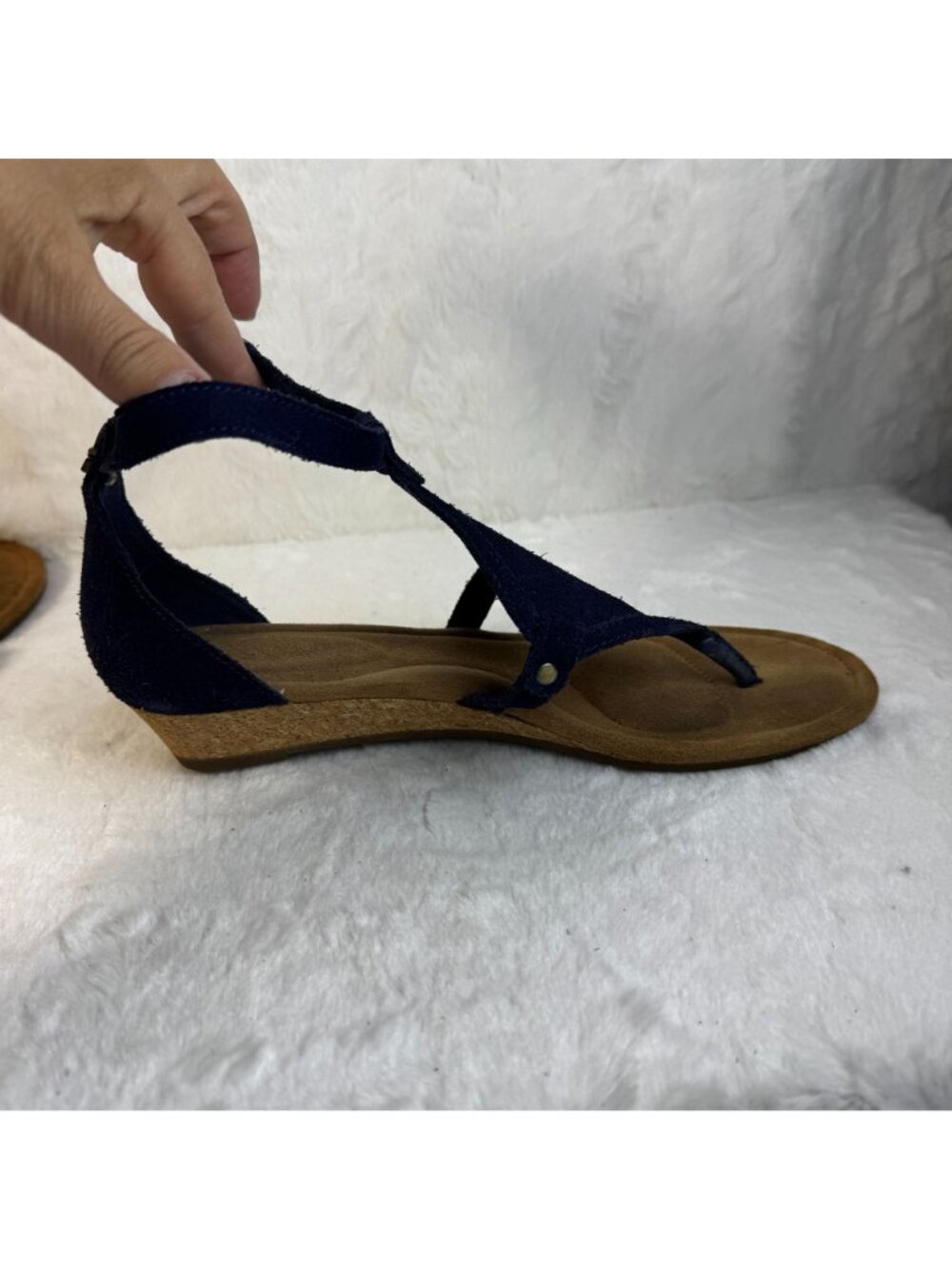 Koolaburra By UGG Womens Briona Wedge Sandal Insignia Blue Size US 9 Cork Suede - Picture 10 of 11